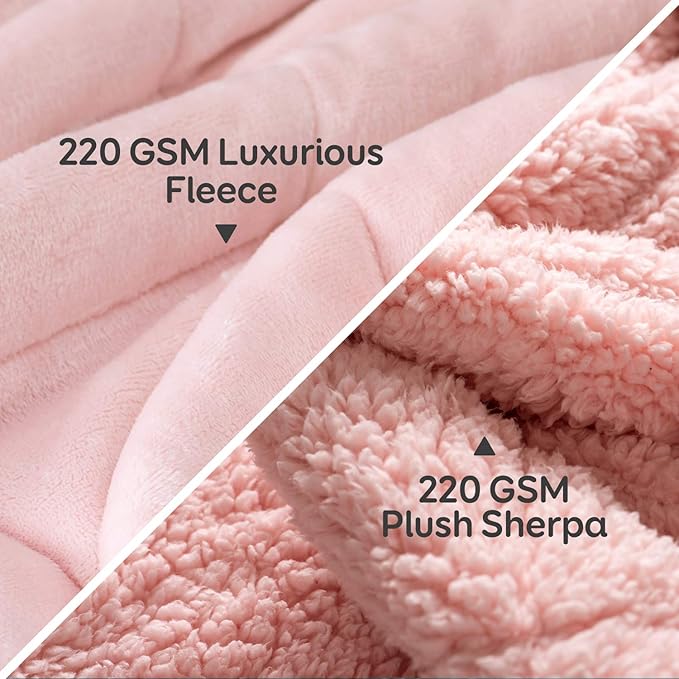 Weighted Blanket Twin 15 Pounds for Adults, Plush Blankets for Sofa Bed, Cottonblue Heavy Blanket with Ceramic Beads, Thick Fuzzy Blanket with Soft Plush Flannel for Winter Xmas, 48x72inch, Blush Pink