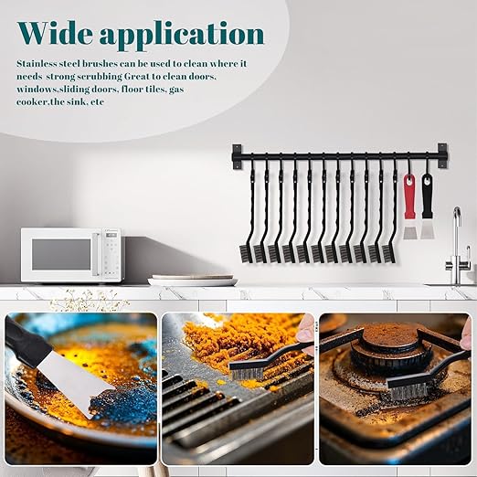 80 Pcs Mini Wire Brush Stainless Steel Brush Set, Curved Handle Masonry BrushWire Brush for Cleaning Welding Slag and Rust