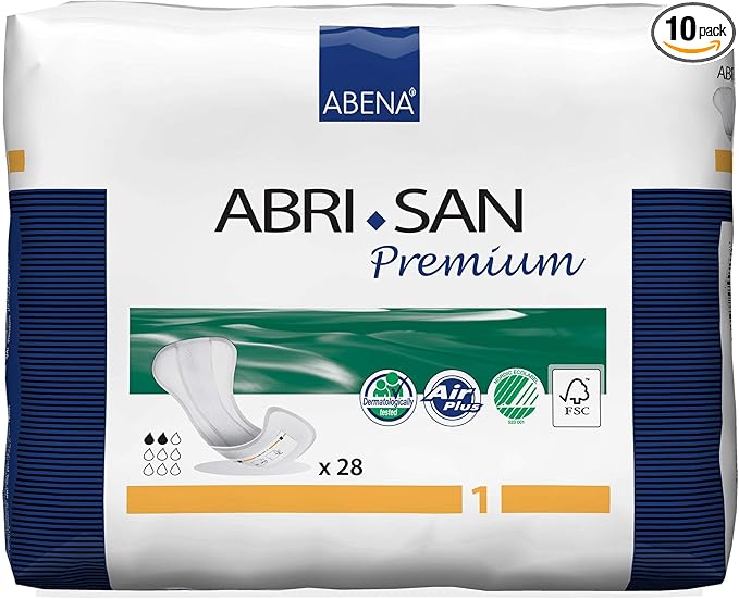 Abena Abri-San Premium Incontinence Pads, Light Absorbency, (Sizes 1 To 3A) Size 1, 280 Count