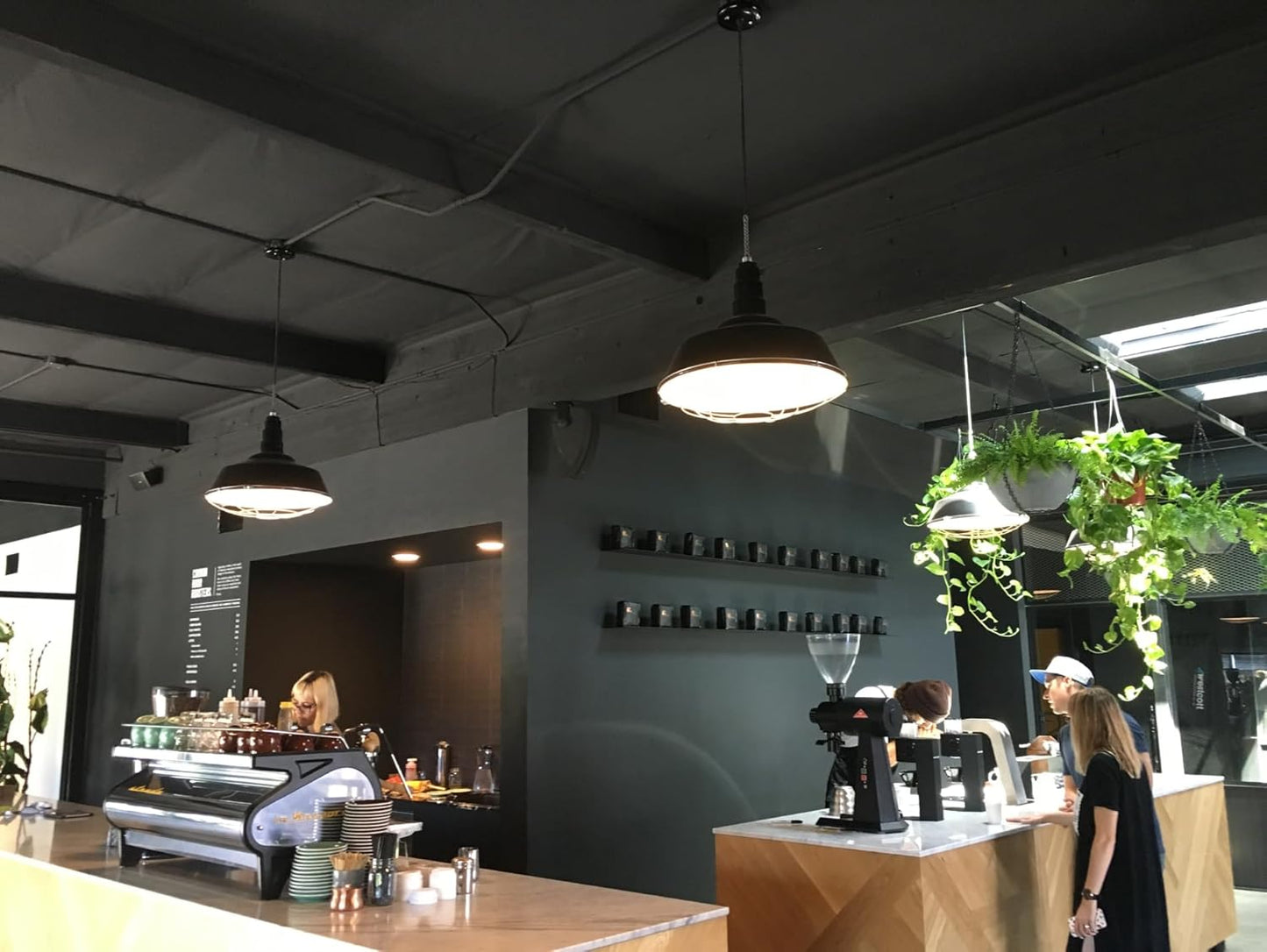 Steel Lighting Co. Manhattan Warehouse Light | Ceiling Mounted Pendant | 20 inch Dome | Black Cord | Large Steel Barn Light Made in America | Red Exterior/White Interior
