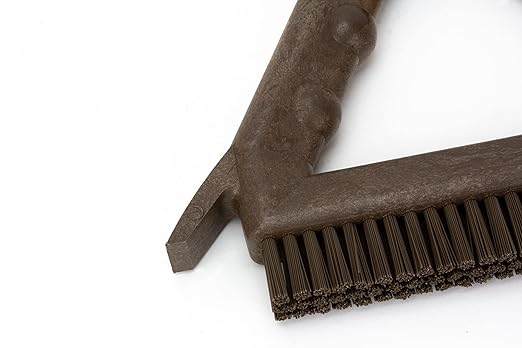 SPARTA Plastic Commercial Grout Brush, Triangle-Shaped Scrub Brush with Scraper and Two Threaded Holes for Attaching Handle (Sold Separately), 9 x 7 x 7 Inches, Brown, (Pack of 4)