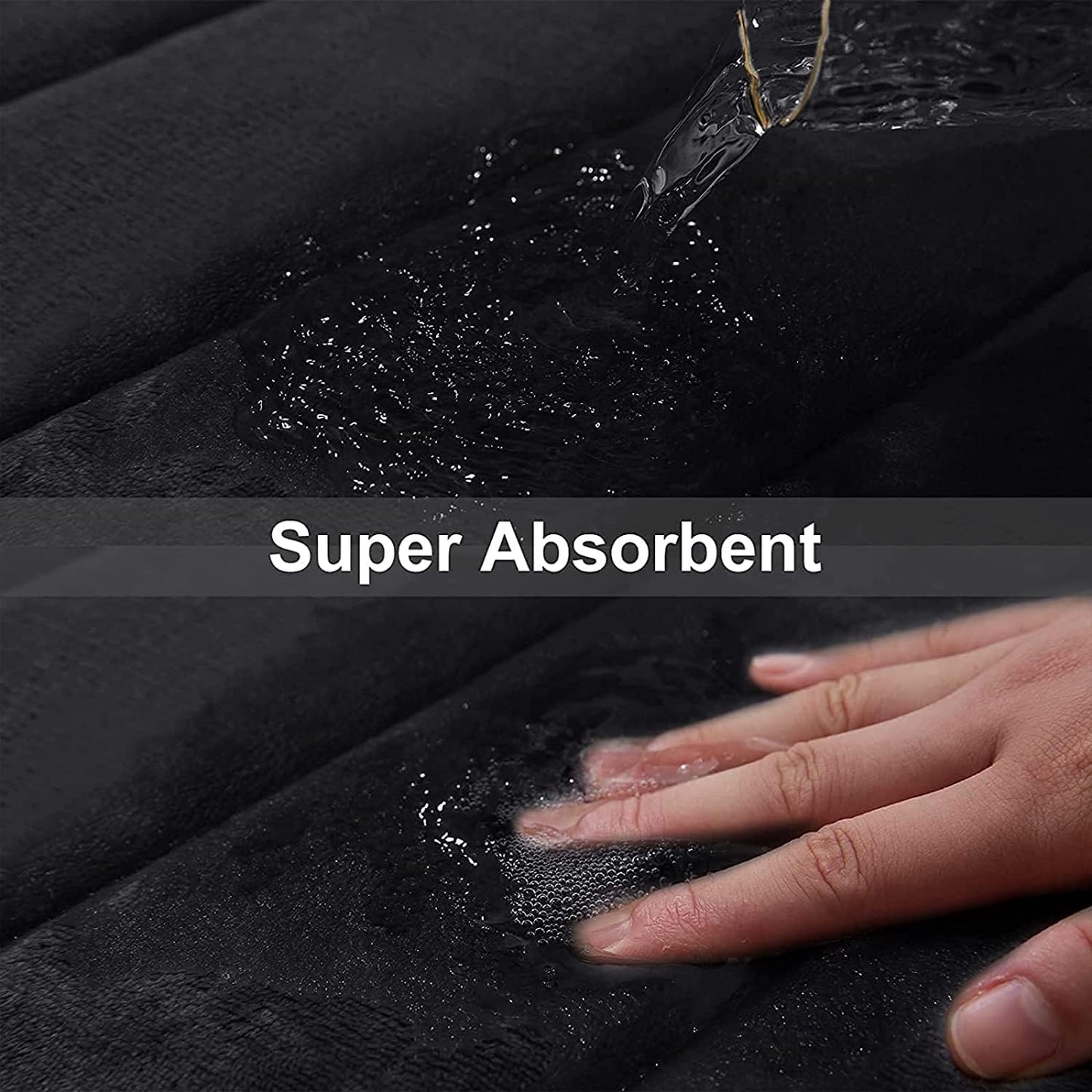 Buganda Memory Foam Bath Mat, 59" x 34", Ultra Soft and Non-Slip Bathroom Rugs, Water Absorbent and Machine Washable Bath Rug Runner for Bathroom, Shower, and Tub, Black
