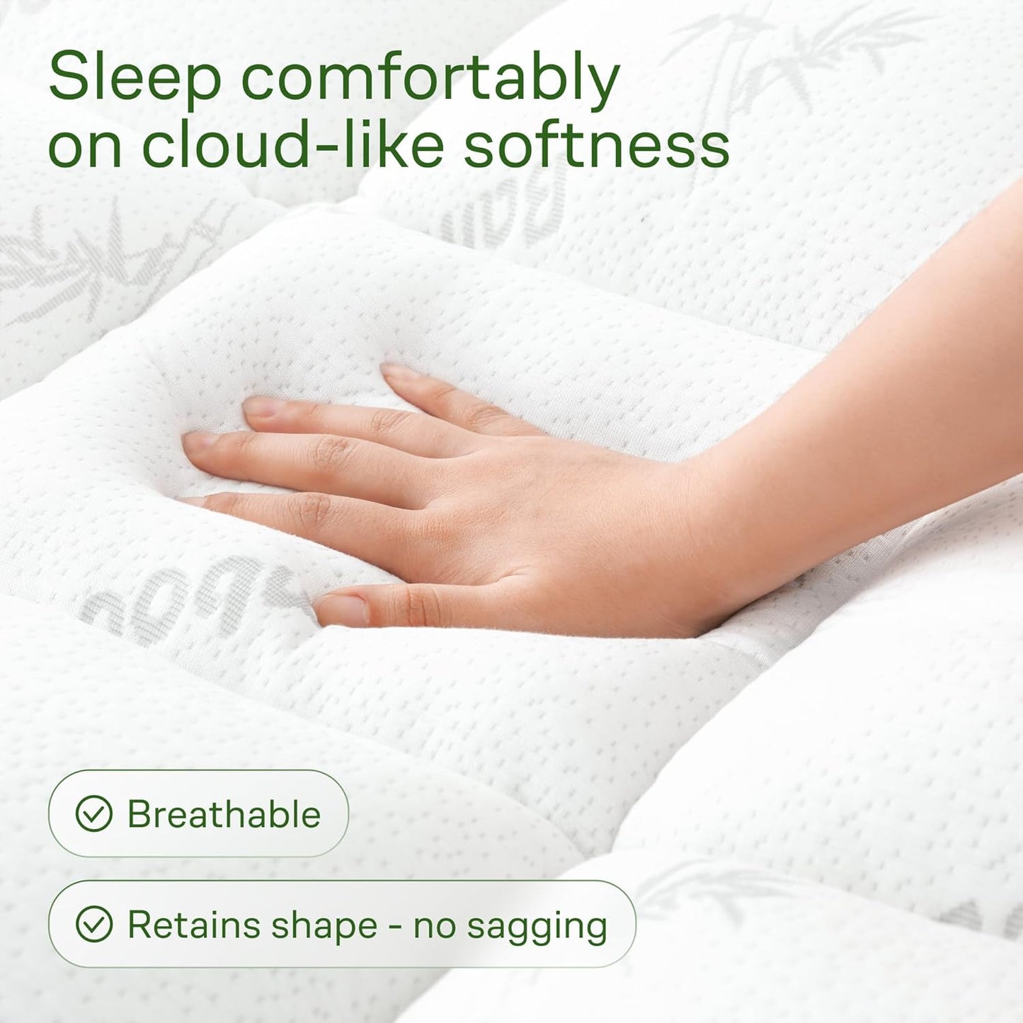 Ultra Soft Full XL Size Mattress Topper - Viscose Made from Bamboo Pillow Top Mattress Pad for Back Pain Relief - Naturally Cooling for Hot Sleepers, White