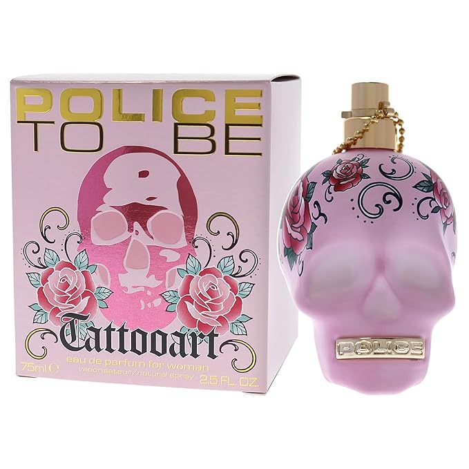 To Be Tattooart For Woman By Police - Fragrance For Women - Floral Fruity Gourmand Scent - Creamy Sandalwood And A Powdery-Sweet Marshmallow Accord - Eye-Catching Skull Bottle - 2.5 Oz EDP Spray
