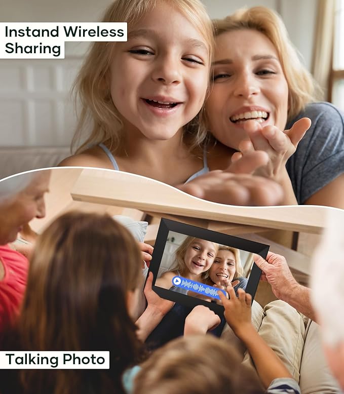 Cozyla Digital Photo Frame WiFi Smart Digital Picture Frame Free Unlimited Storage Share Photo with Family and Friend via App Email Google Photos Instagram Web Browser Photo Frame Electronic 10.1 Inch