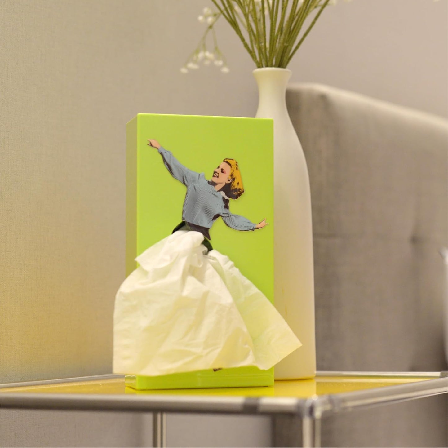 Flying Skirt® Tissue Box - The Original Award-Winning Lady Skirt Design, Resin Pop Art, Weighted Metal Base, Made in Korea, Premium Gifts & Novelty Home Decor by Spextrum (Green)