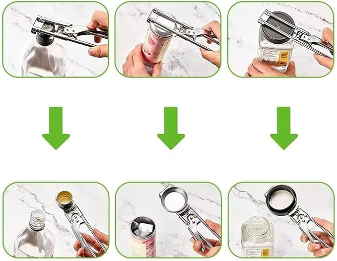 2026 Upgrade Adjustable Stainless Steel Jar Opener, New Jar Opener for Weak Hands, Multifunctional Lid Gripper & Bottle Opener with Handle, Easy-Open Kitchen Tool for Seniors and Kids (3 Pcs)