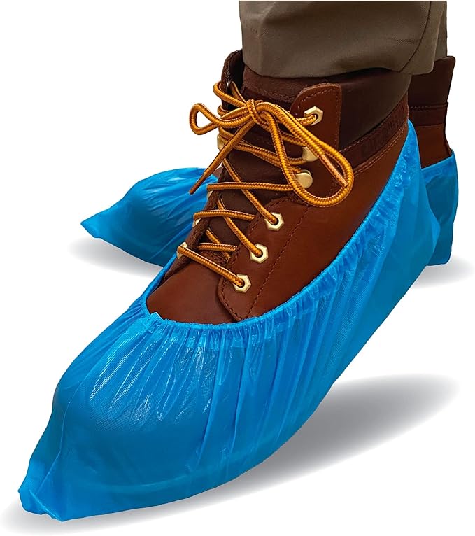 ProtectX Disposable Shoe & Boot Covers, 200-pack (100 pairs), Waterproof, Slip Resistant, Boot & Shoe Covers, Durable CPE plastic, Fits up to Men’s 10.5 US Size and Women’s 12 US Size Shoes