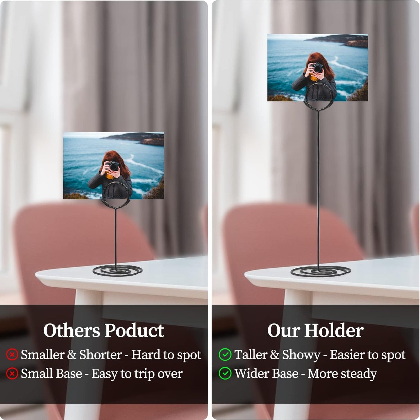 Table Number Holders 10Pcs - 8.75 inch Tall Table Number Stands Place Card Holder for Wedding Party Graduation Reception Restaurant Home Photo Picture Office Memo (Black, 8.75")