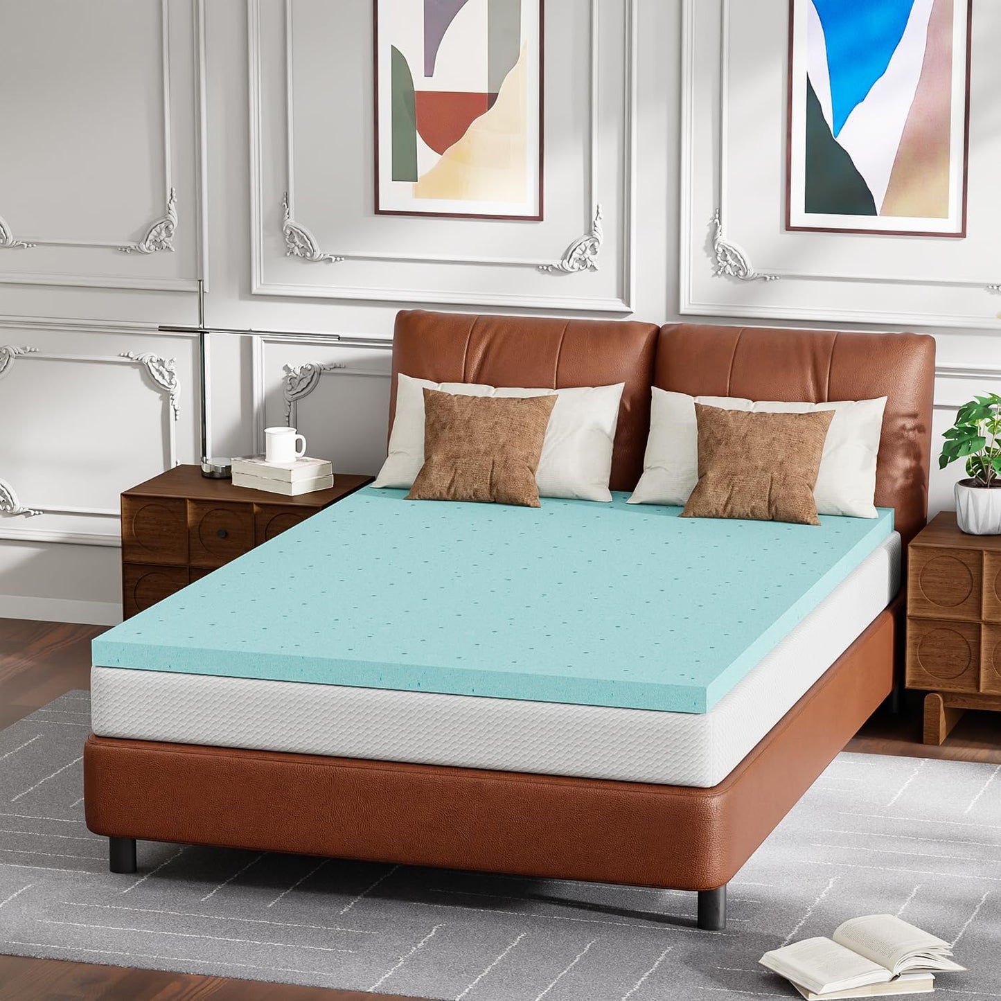 FDW | 5" Full Mattress + 2" Cooling Mattress Topper | Gel Memory Foam | Medium Firm Feel | White | with Washable Cover for Cool Sleep and Pressure Relief | Bed in a Box, CertiPUR-US Certified