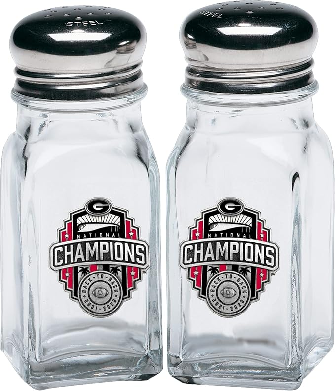 Heritage Pewter Georgia Bulldogs 2022 National Championship Salt and Pepper Shaker Set of 2 Bottles | Expertly Crafted Pewter Glass