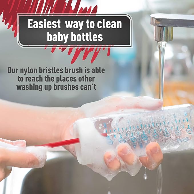 Konex 16 inch Long All-Round Bottle Cleaner Brush for Baby, Beer or Wine Bottles, Wine Glasses, Travel Mugs, Stanley Cups, and Camp Mugs. Long Bottle Brush (3 Pack)