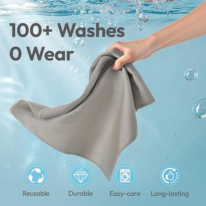 Nanoscale Microfiber Cloths 15.55”x 15.55”, Glass Window Mirror Stainless Steel Car Cleaning, Streak-Free, Lint-Free, Super Thick & Absorbent, Reusable, 6 Pack (White)
