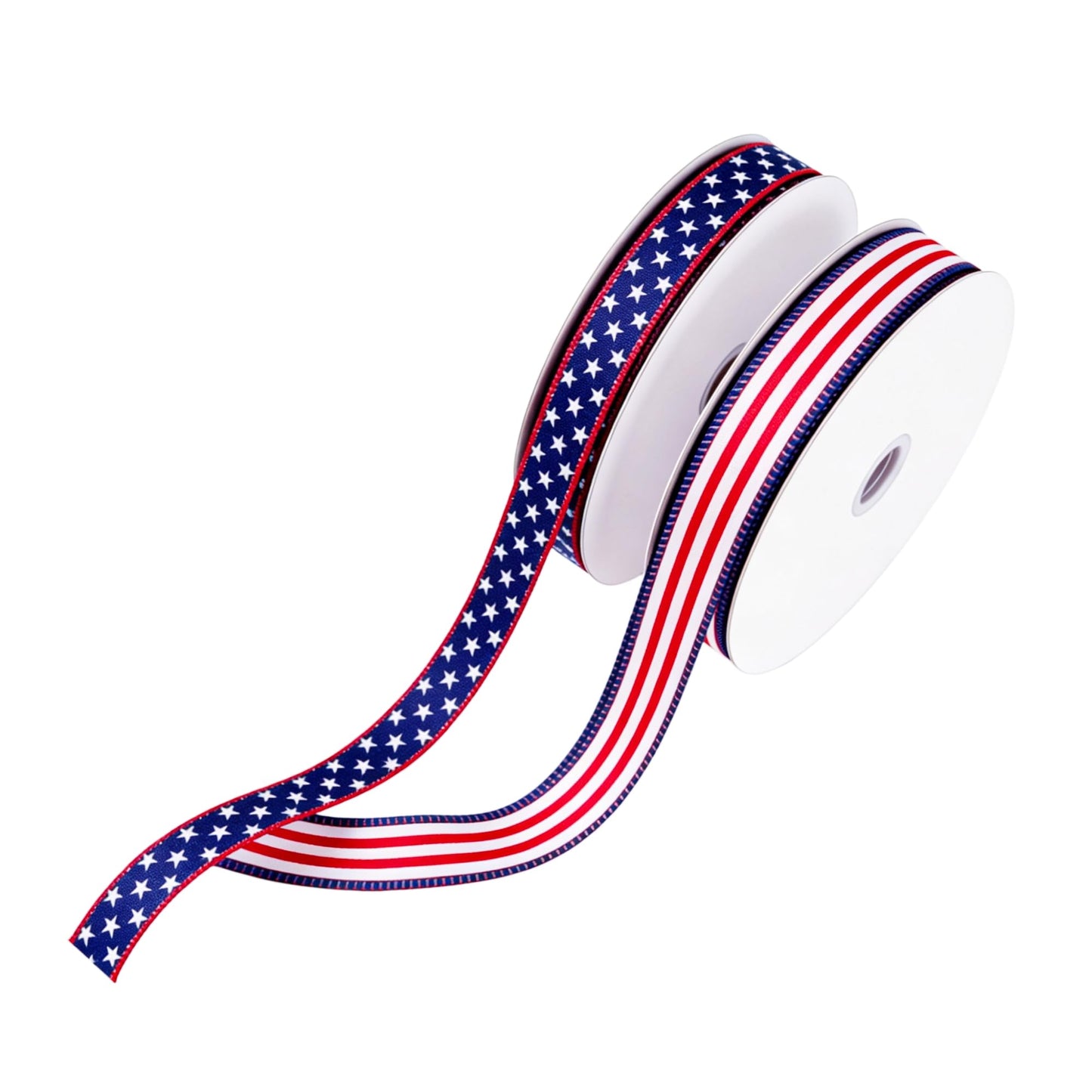 Songye 1 Inch Patriotic Wired Ribbon, 2 Rolls Total 20 Yards Red White Blue Star Stripe Ribbon for 4th of July Independence Day Veterans Day Wreath DIY Crafts Holiday Decor