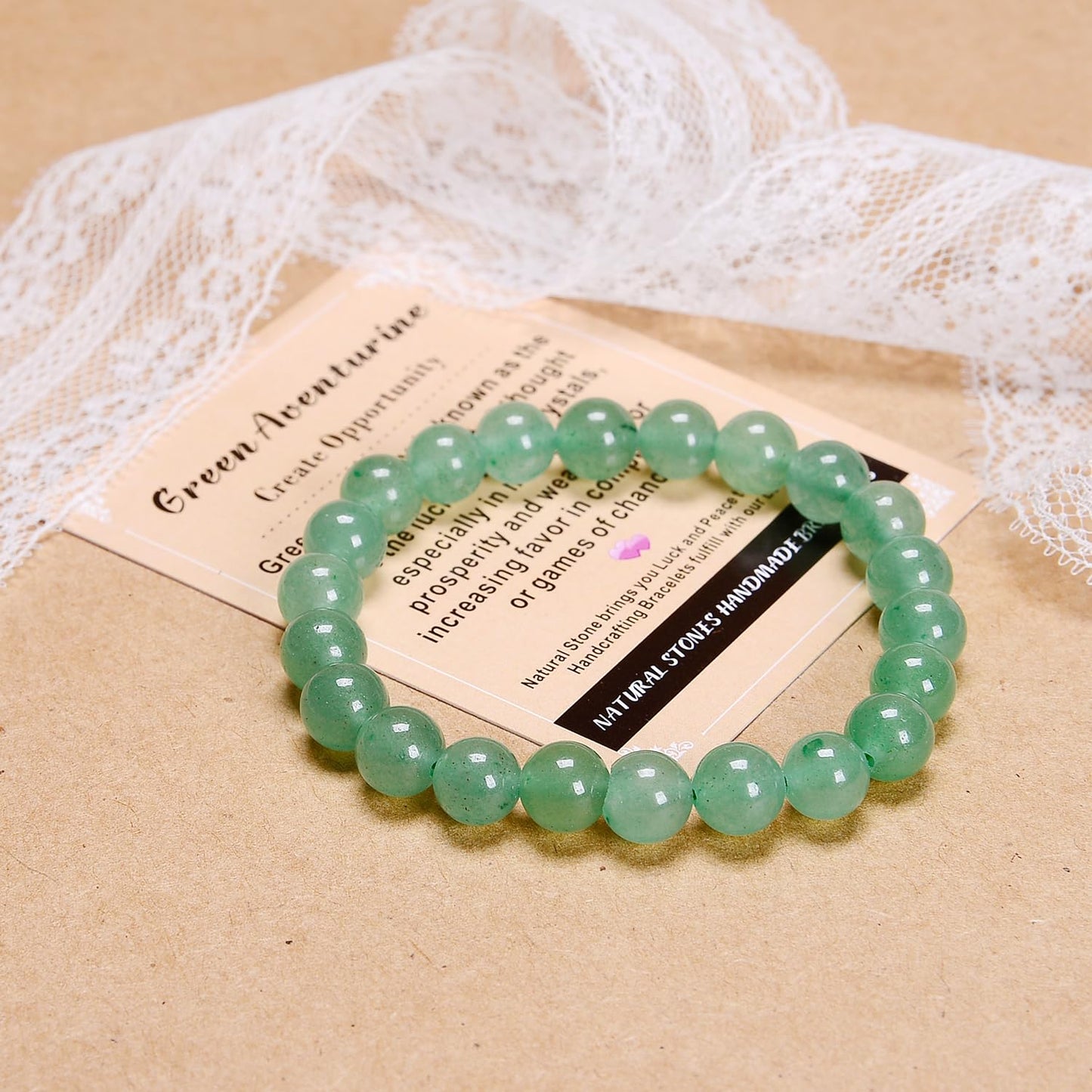 AD Beads Handmade Gemstone Stretch Elastic Bracelet Crystal Healing Reiki Nature's Beauty and Spiritual Essence Unisex (4mm, Green Aventurine (Opportunity))