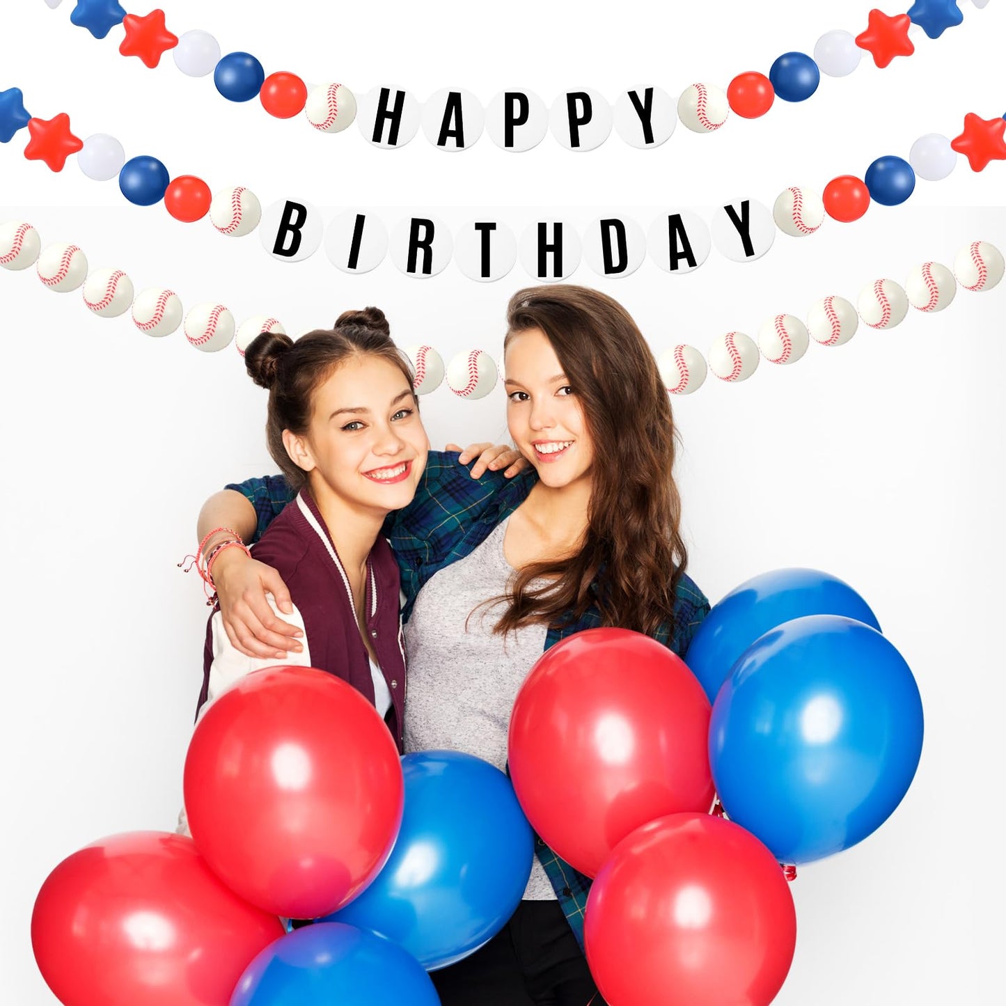 Simgoing 98 Pcs Baseball Birthday Banner Decor DIY Jumbo Friendship Bracelet Birthday Banner Kit Customizable Party Giant Garland Decoration for Baseball Sports Theme Party Decorations