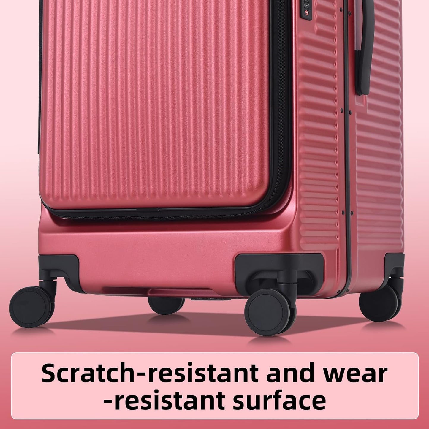 2 pieces 20/29 Aluminum Frame Carry On and Checked Luggage Set with Side Opening, Lightweight Hardshell ABS+PC Trunk Suitcase with TSA Lock, 360° Universal Wheels & Adjustable Handle,Wine Red