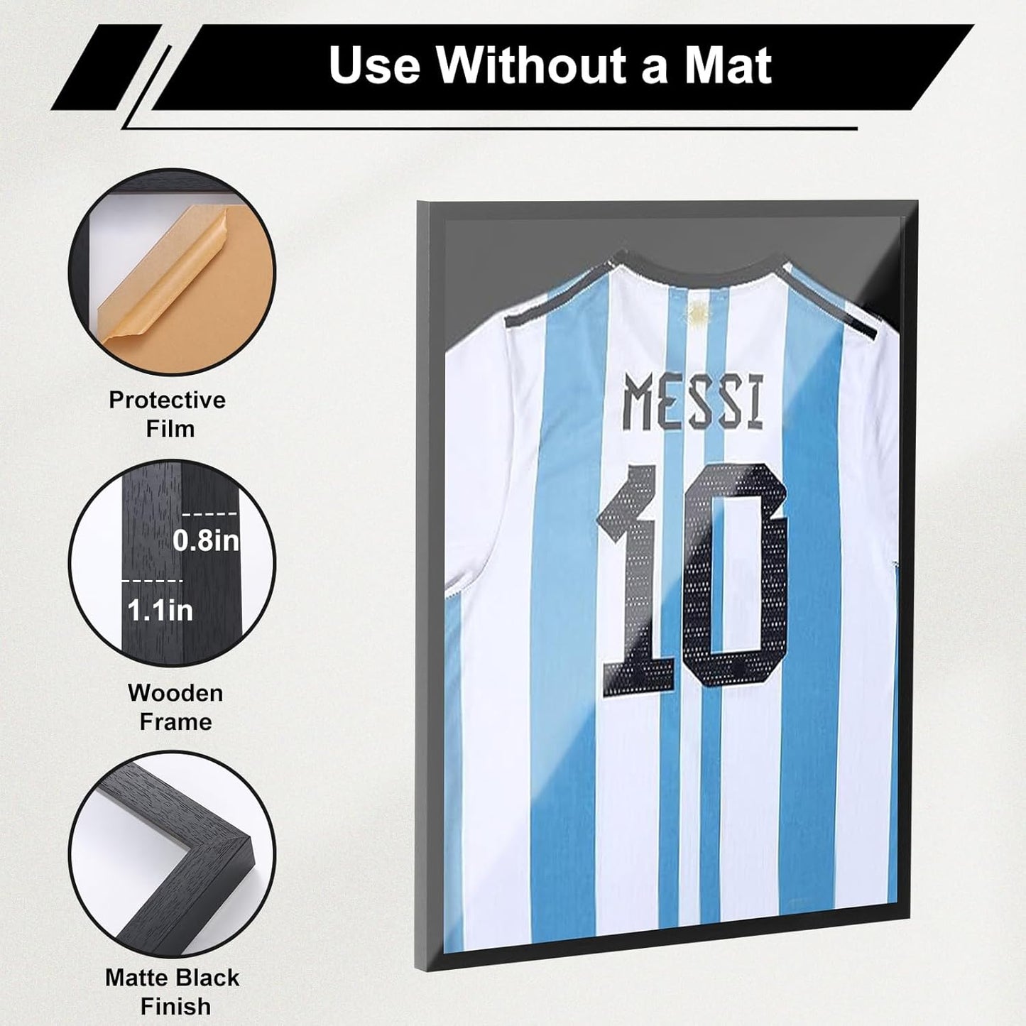 Nice C Jersey Frame Display Cases, Jersey Frame with Picture Slots, Jersey Shadow Box Display Case, 98% UV Protection, Football, Basketball (4 Pack, Black&Gold)