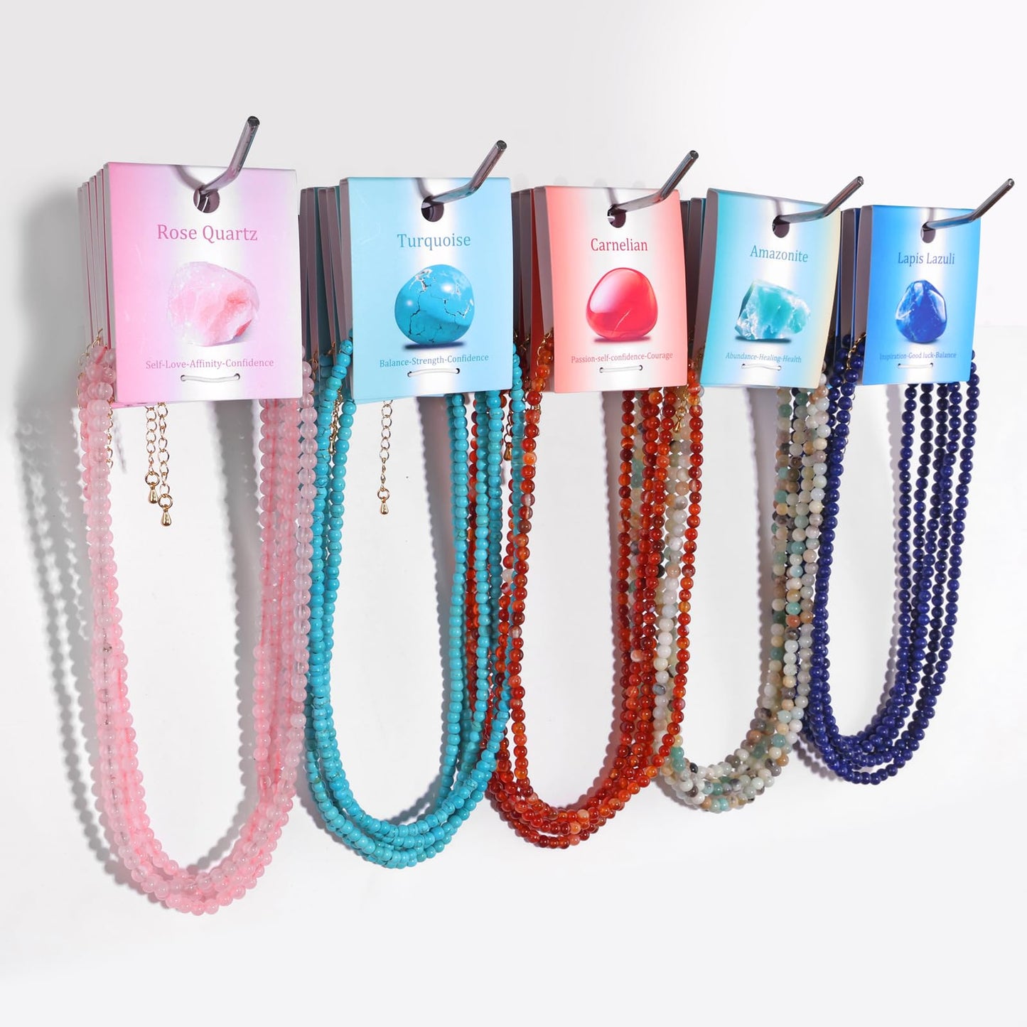 Risyfjew Crystal Choker Necklaces for Women,4mm Amazonite Natural Stone Choker Beaded Necklace Healing Crystal Necklace Gemstone Bead Necklaces for Women