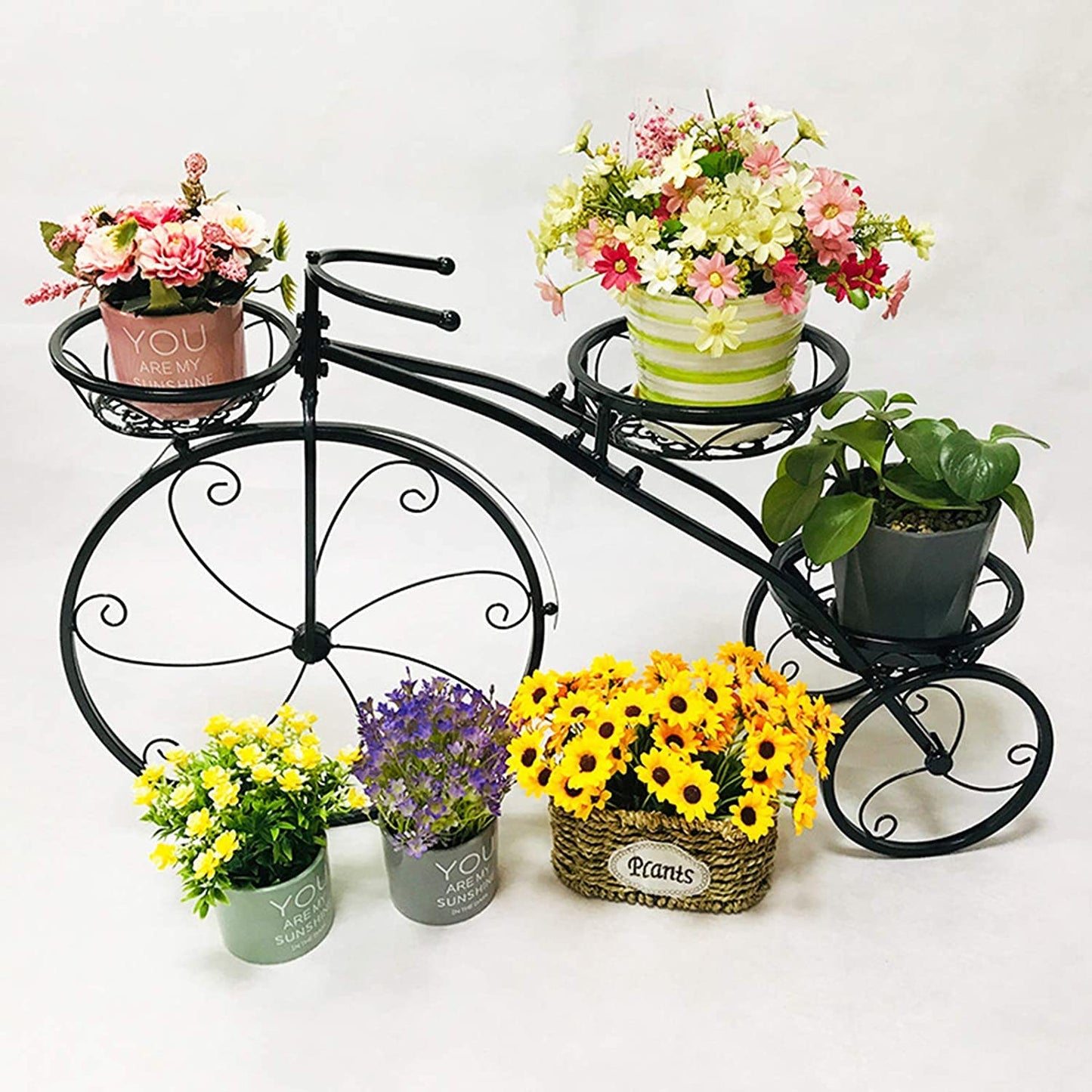 YIYIBYUS Multilayer Plant Stands,Tricycle Plant Stand Flower Pot Garden Cart Stand and Plant Holder Display Rack