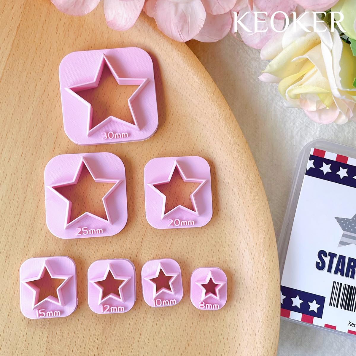 Keoker Stars Clay Cutters - 7 Pcs Fourth of July Polymer Clay Cutters, Independence Day Clay Earring Cutters, 4th of July Clay Cutters, Stars Polymer Clay Cutters (Stars)