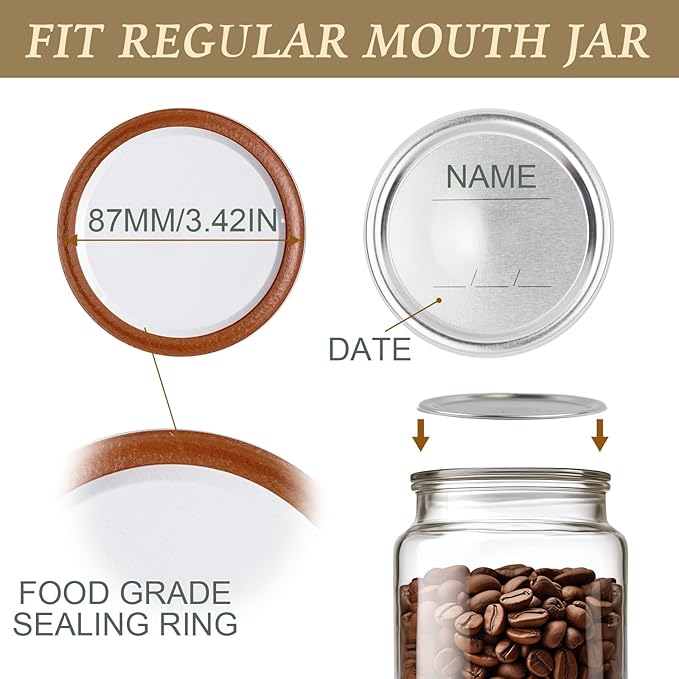 100 PCS Canning Lids Wide Mouth,3.42in Mouth Mason Jar Lids,Ball Jar with Lids with Leak proof Airtight Seal Rust Proof Split,Wide Mouth Mason Jars Food Grade,Canning Food