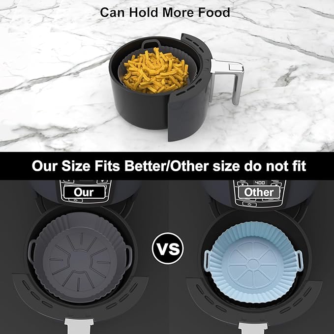 Round Silicone Air Fryer Liners 3Pack, Ninja AF101 & AF161 Silicone Liners for 4-5.3QT, Reusable Air Fryer Accessories Food Grade Liners, Compatible with Ninja, COSORI, Tefal, Bear, Chefman