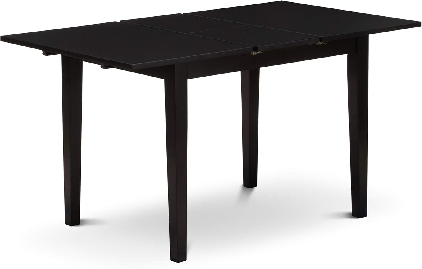 East West Furniture NOCE3-BLK-21 3 Piece Dining Table Set Contains a Rectangle Dining Room Table with Butterfly Leaf and 2 Mineral Blue Linen Fabric Parsons Chairs, 32x54 Inch, Black