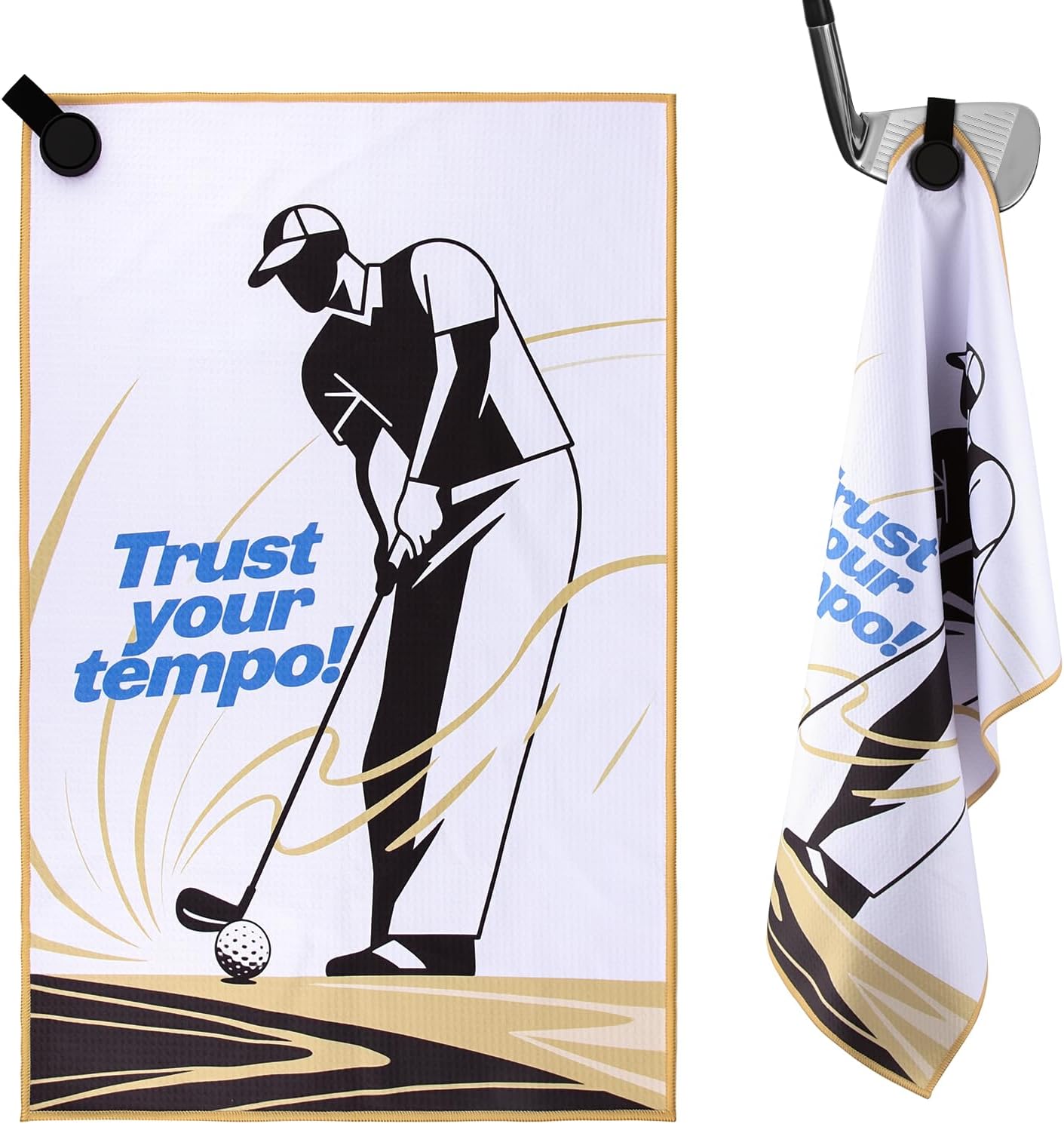 Magnetic Golf Towel, 23.6"x15.7" Golf Cleaning Towel, Premium Ultra-Absorbent Microfiber Golf Towel for Golf Bags, Carts and Clubs, Waffle Weave Pattern
