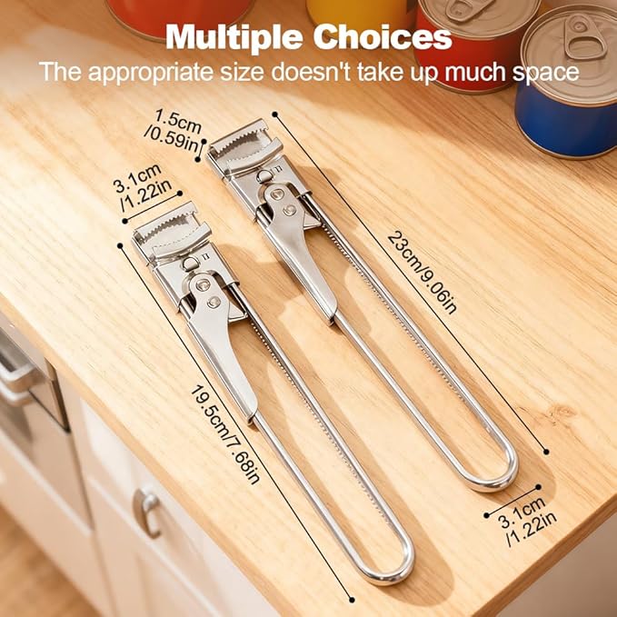 Jar Opener for Weak Hands, 2026 New Stainless Steel Adjustable Jar Lid Opener, Multifunctional Can Opener Kitchen Accessories, Easy Grip Lid Opener Kitchen Tool (2, Medium)