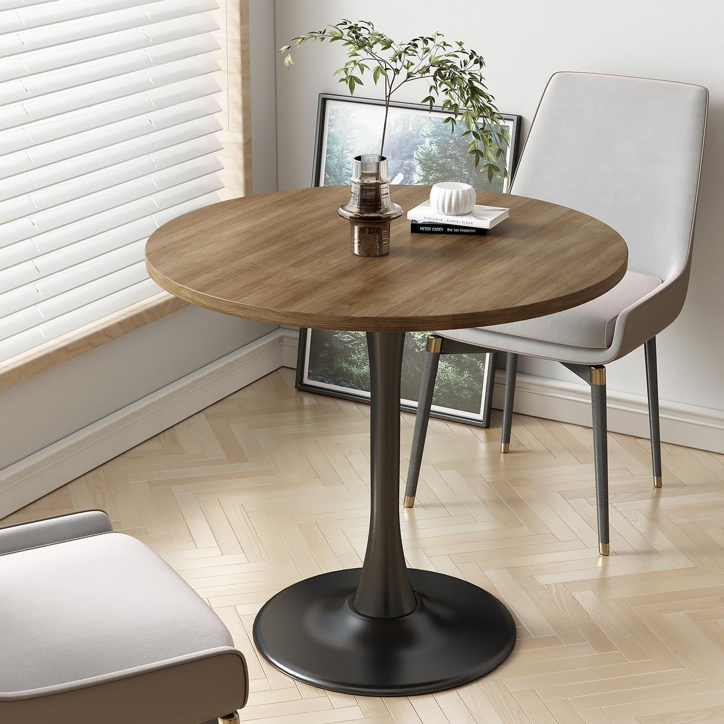 Wood Round Table Modern Dining Table Tulip Round Kitchen Table Wooden Mid Century Coffee Table for Living Room 31.5 inch
