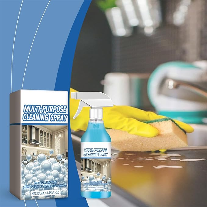 Grease Cleaner, Multi Purpose Degreaser Spray, 100ml Heavy Duty Kitchen Grime Remover, Harmless Liquid Cleaning Solution, Household Cleaner with Fast Action, For Window Glass Countertop Bathroom