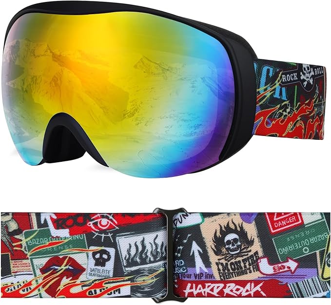 OTG Kids Ski Goggles Kids Snowboard Goggles for Boys Girls Toddler Youth Kid Snow Goggles Anti-Fog UV400 Protection