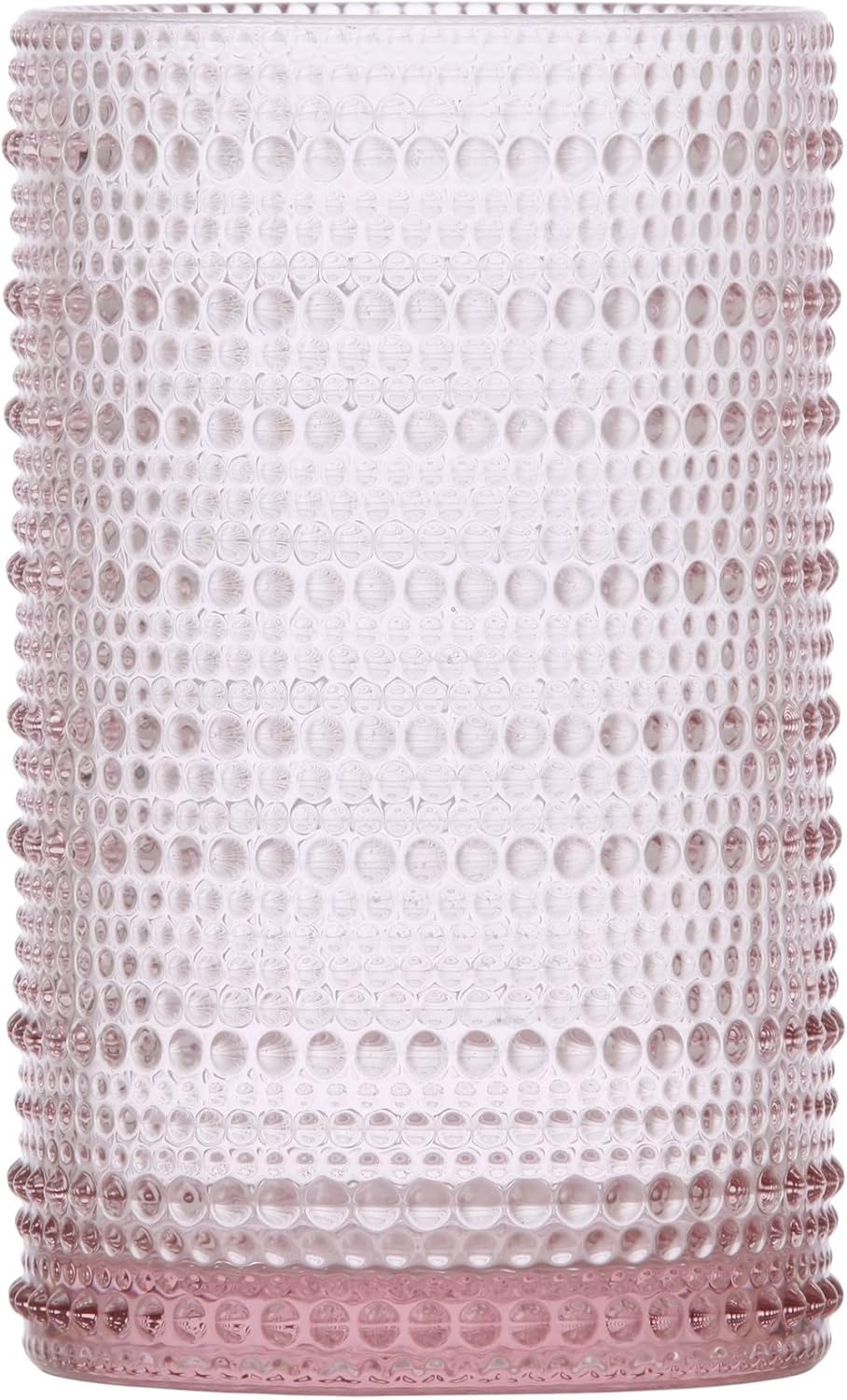 Fortessa Jupiter Beaded Hobnail Glass, 13 Ounce Iced Beverage (Set of 4), Pink