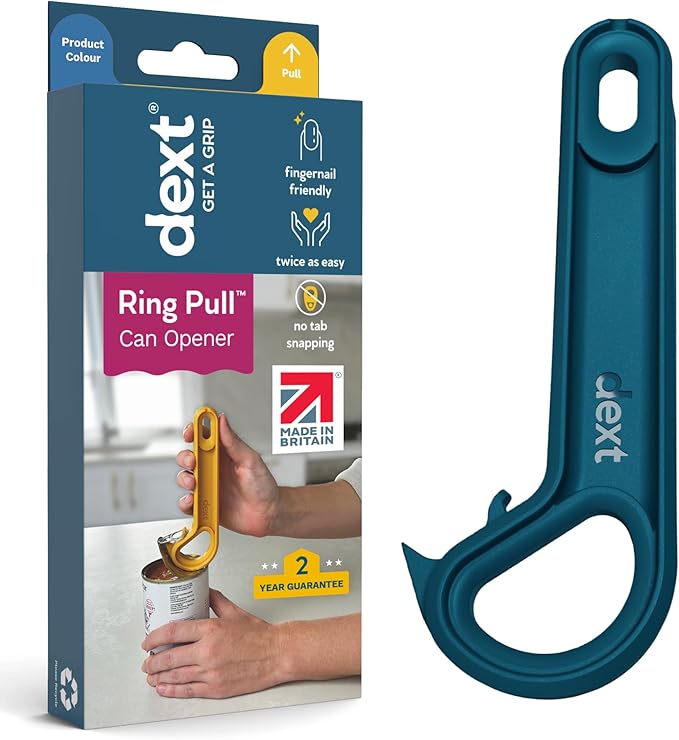 Dext - Ring Pull Can Opener, Pop Can Opener for Seniors, Arthritis, and Parkinson’s, Easy Open, Ergonomic Handle with Comfortable Grip. Perfect for Soda, Pet Food, and More (Teal)