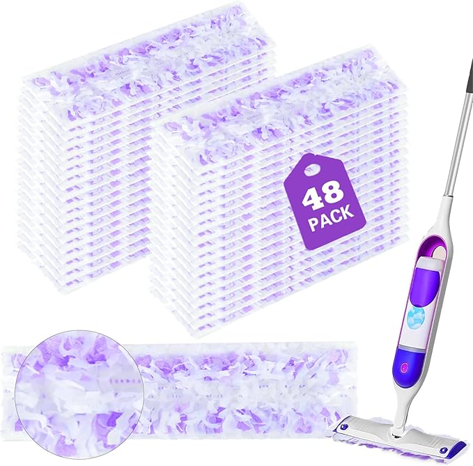 48 Pack PowerMop Refill Pads for Swiffer Power Mop - Multi-Surface Floor Cleaning Mop Pads, Compatible with Swiffer Wet Pads Refill, 12 Layers Thickened Durable | Super Absorbent