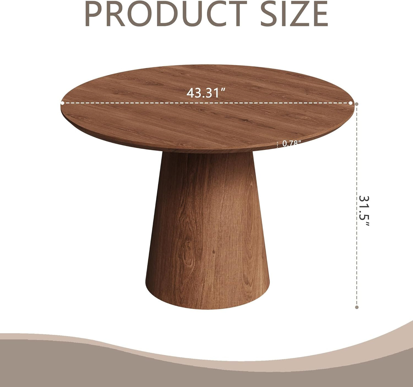 Round Dining Table for 4, 43" Wood Round Kitchen Table, Circle Dining Tables for Kitchen Living Room, Small Spaces