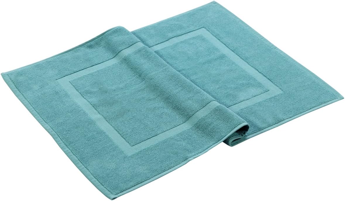 HILLFAIR 900 GSM-Hotel-Spa Tub-Shower Bath Floor Towels - (2 Pack, Sea Green, 21 Inch by 34 Inch) - 100% Cotton Floor Towels Machine Washable Cotton Terry Bath mat Rugs - 2 Piece Towel Set