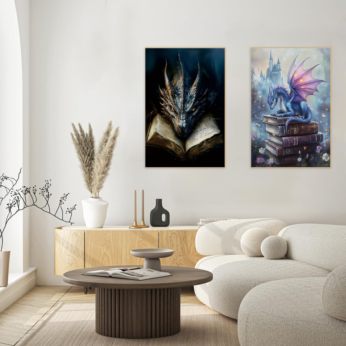 KYOQFVN 2 Pack Dragon Paint by Number Kits for Adults with Frame - Adult Paint by Numbers Kit on Canvas with Wooden Easel, Easy Acrylic Paintng by Numbers for Home Wall Decor8x12inch