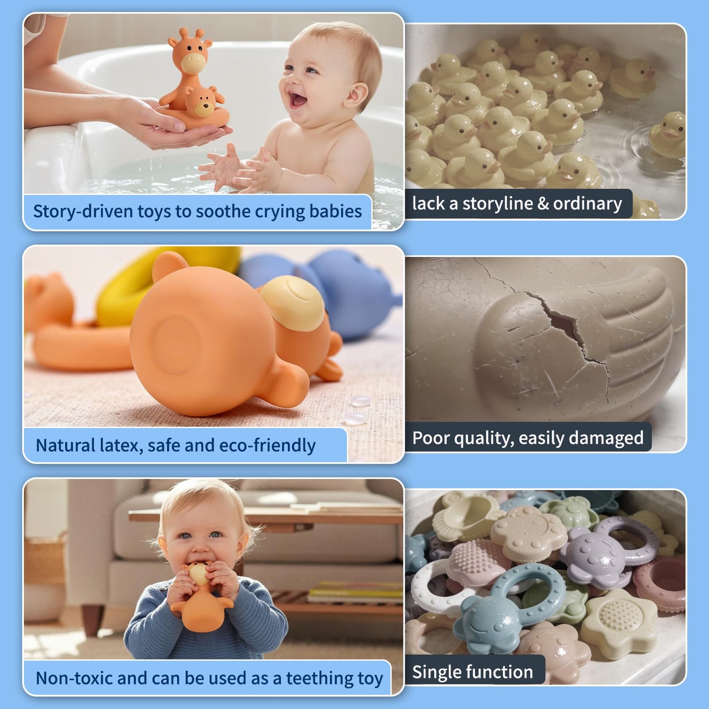 Tiny Marvels Baby Bath Toys for 6 Months & Up, Mold Free No Hole Bath Toys, BPA Free Floating Toddler Bath Toys, Safe Kids Bath Toys for Tub & Pool
