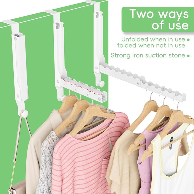 Over The Door Hooks, Extended Over The Door Clothes Hanger with 11 Ridges,Space-Saving Over The Door Rack Door Hooks for Hanging Clothes,Larger Capacity Over The Door Hanger,Upgraded Version.