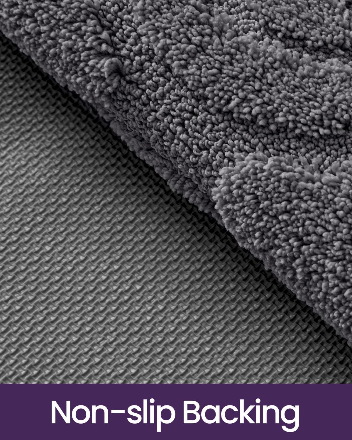 DEXI Bathroom Rug 24x36, Non Slip Washable Bath Mat for Shower Floor, Absorbent Soft Bathmat with Rubber Backing, Plush Fluffy Microfiber Floral Retro Carpet, Dark Grey