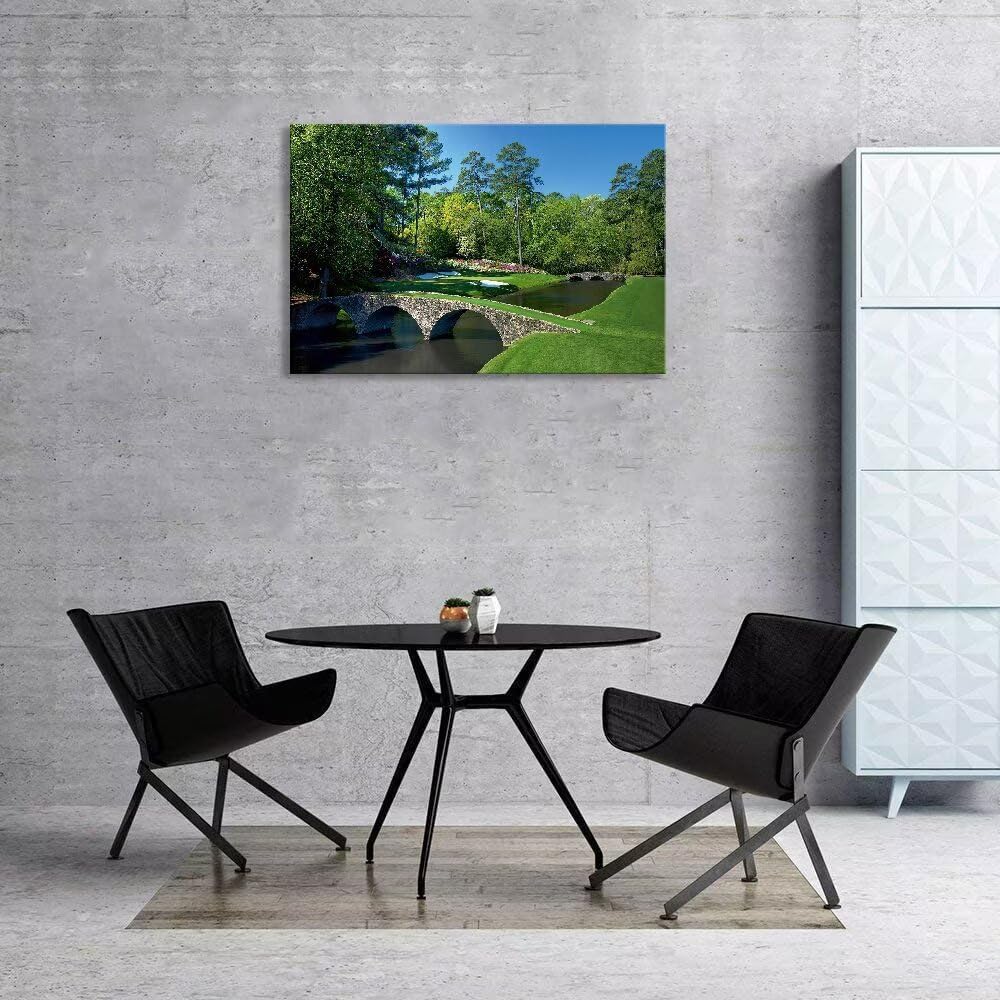 chenchenArt Augusta National Golf Course Wall Art - Augusta Golf Course 12th Hole Wall Art for Living Room Bedroom Bathroom Home Decorations Golf Art Canvas Prints Framed Ready to Hang(18''H x 24''W)