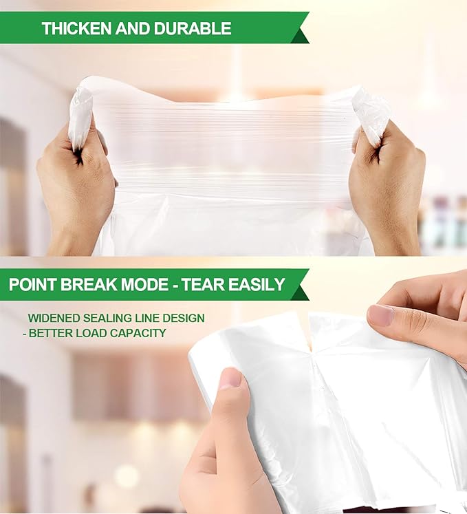FORID Clear Trash Bags, 8 Gallon Garbage Bags, Wastebasket Bin Liners 220 Count Plastic Trash Bags for Bathroom Bedroom Office Garbage Can 30 Liters - Durable & Thick Trash Bag - Medium
