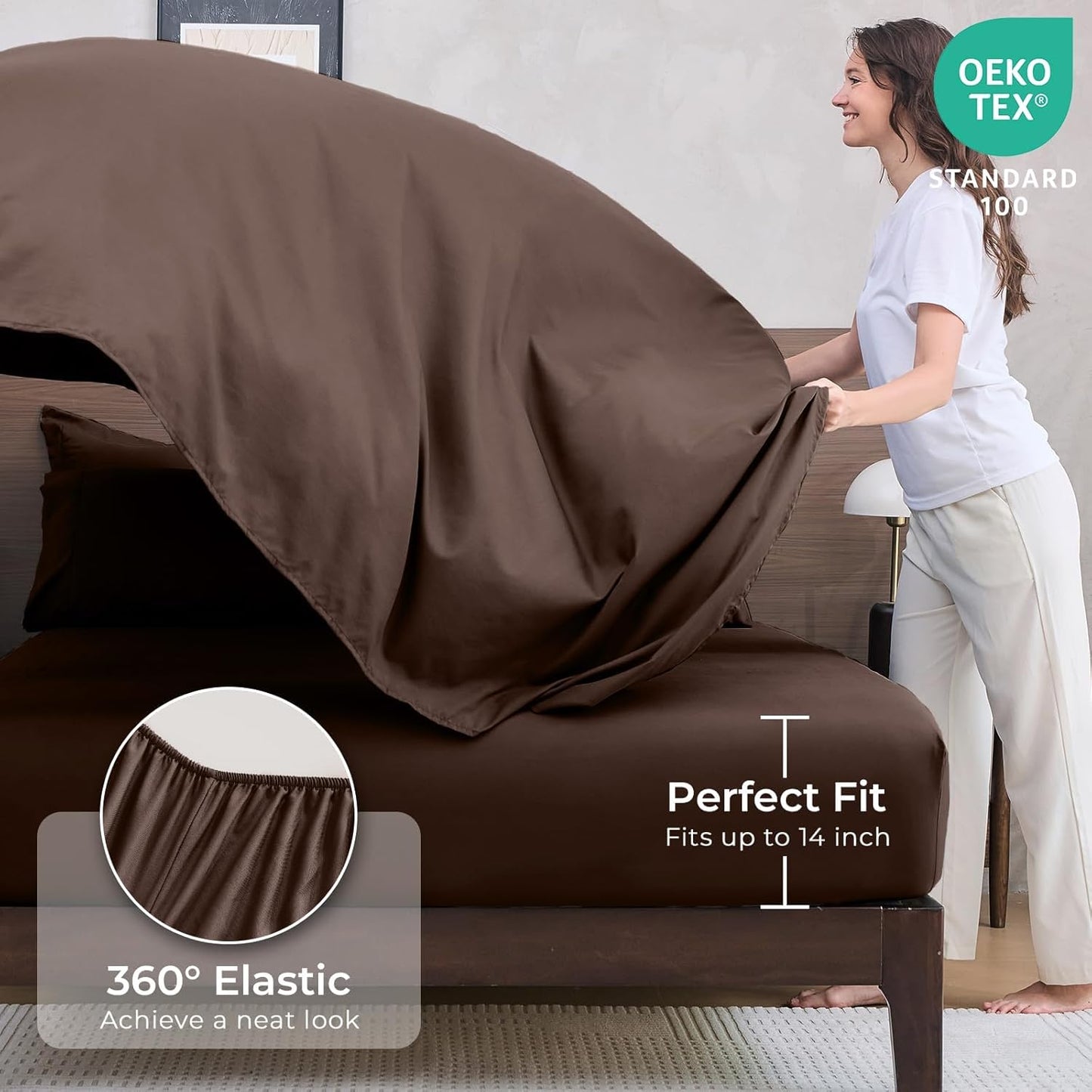HEVUMYI Brown Twin-XL Comforter Set - 5-Piece All Season Bed in a Bag Twin-XL, Ultra Soft Bedding Set with Comforter, Flat Sheet, Fitted Sheet, Pillowcases, Pillow Shams