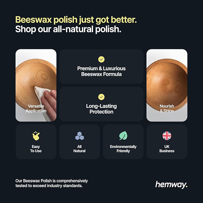 Clear Beeswax Furniture Polish 200 ml / 6.8 fl oz, & 2 Lint-Free Cloths, Natural Furniture Wax for Wood Protection, Modern & Antique, Wood Wax for Furniture, Restores & Protects, Long-Lasting