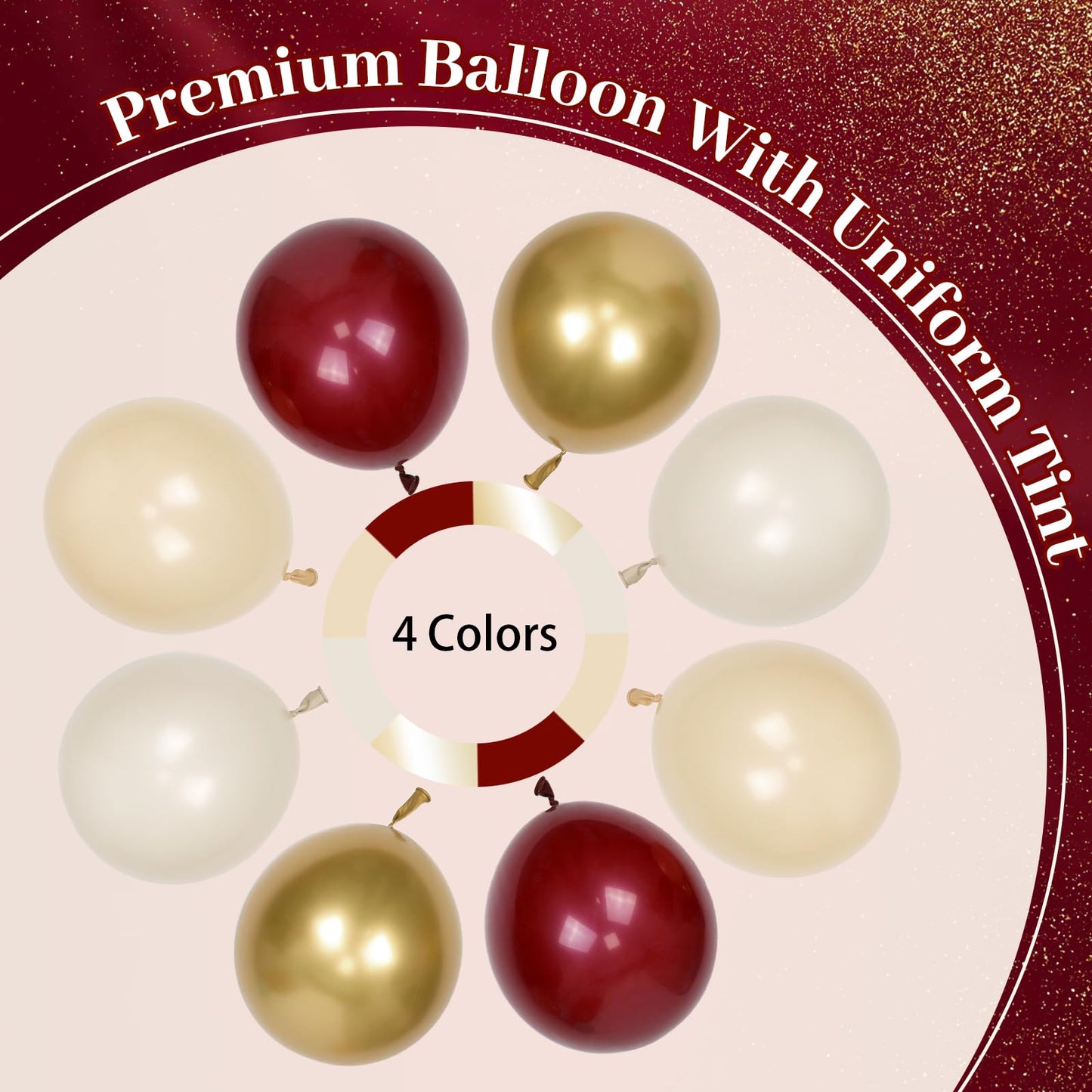 Burgundy Balloon Garland Arch Kit with Burgundy Maroon Sand White Metallic Gold Nude Balloons for Maroon and Gold Graduation Bridal Shower Party Birthday Decorations