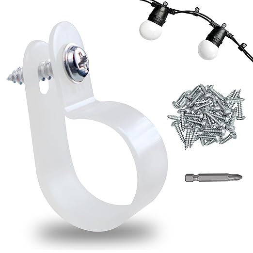 500 Pack 3/8 in Rope Light Clips p-Style Mounting Clips Plastic Cable Clamps for Wire Management (White-500p, 3/8)
