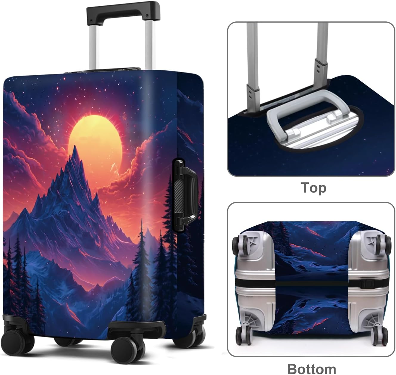 Luggage Cover Washable Suitcase Protector Anti-scratch Suitcase cover Fits 20-34 Inch Luggage (Snow mountain, S(20-22inch suitcase))