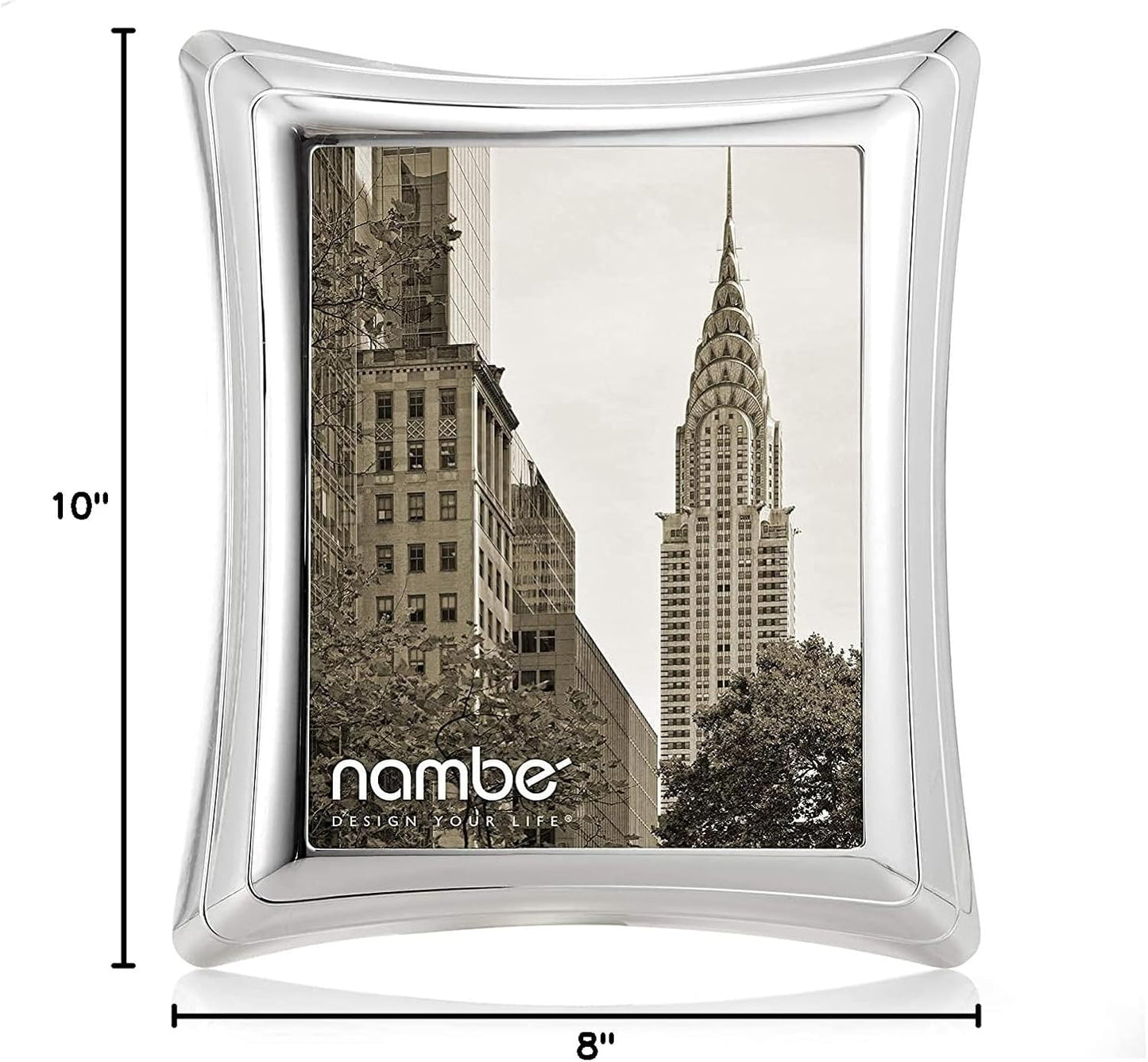 Nambe Portal Picture Frame, 8 x 10 Inch | Vintage and Contemporary Design | Tabletop Display and Home Office Décor | Made of Silver Plate and Glass | Designed by Mike Altomari